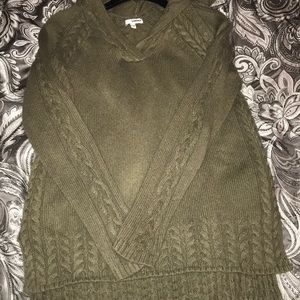 Green sweater with hood